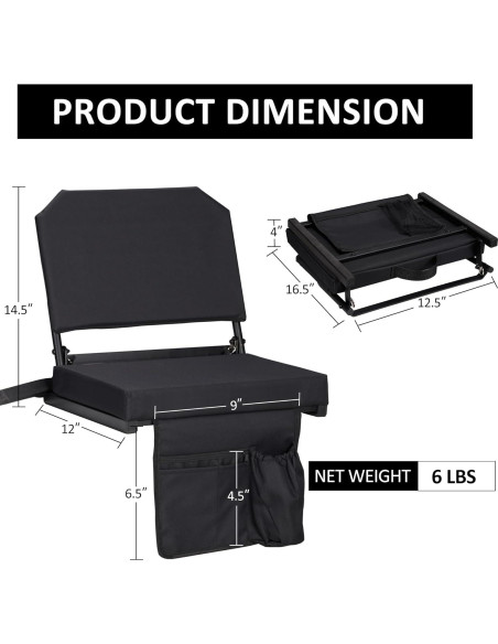Asiento de Estadio Dragosum Plegable con Respaldo Ajustable