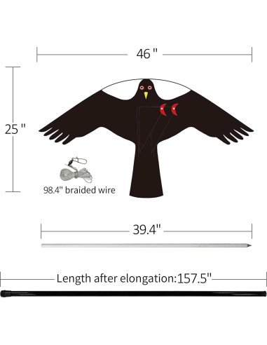 Cometa Ahuyentadora de Aves eyijklzo QN-HN 4m Nylon