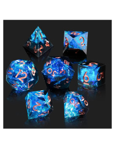 Juego de Dados D&D Cttasty 7 Piezas Resina Azul-Negro