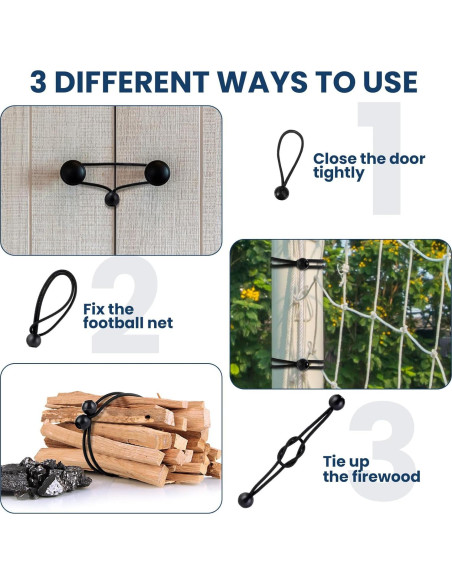 100 Cuerdas Bungee Negras 4" Wowangce Alta Resistencia