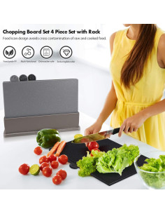 Juego de Tablas de Cortar MASTERTOP Grises - 4 Piezas Antideslizantes 2