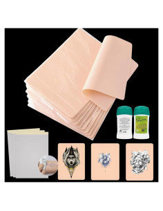 Kit de Práctica de Tatuajes Pmuul - 21 Piezas, Piel Falsa y Transferencia