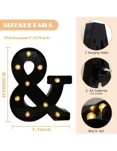 Letras Iluminadas LED Hirbisnis Negras para Decoración de Fiesta 2