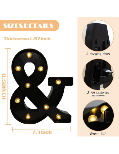 Letras Iluminadas LED Hirbisnis Negras para Decoración de Fiesta