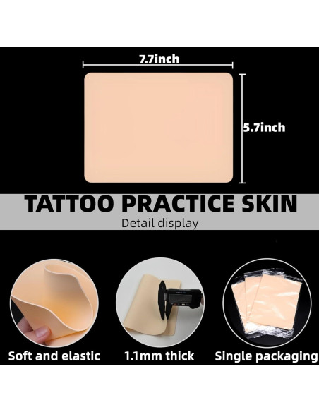 Kit de Práctica de Tatuajes Pmuul - 21 Piezas, Piel Falsa y Transferencia