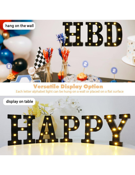 Letras Iluminadas LED Hirbisnis Negras para Decoración de Fiesta