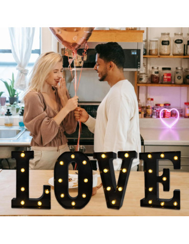 Letras Iluminadas LED Hirbisnis Negras para Decoración de Fiesta