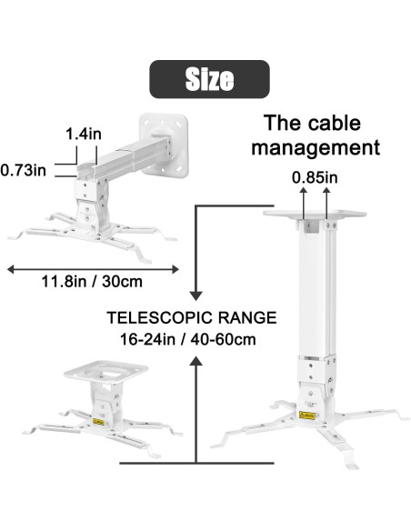 Soporte de Proyector 2-Be-Best Ajustable 40-60cm Blanco