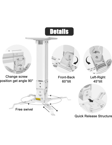Soporte de Proyector 2-Be-Best Ajustable 40-60cm Blanco
