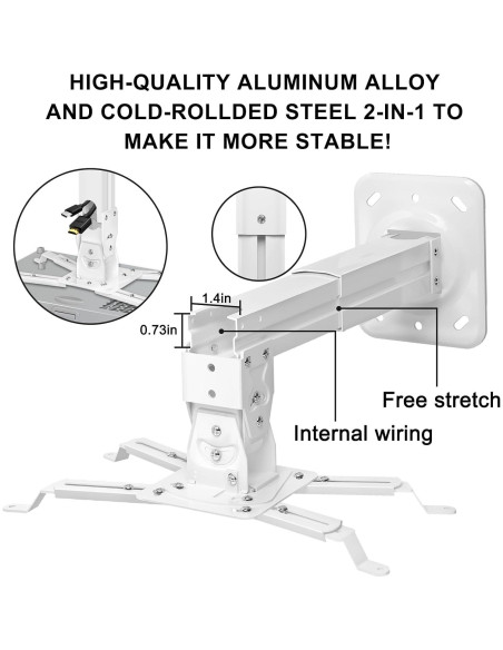 Soporte de Proyector 2-Be-Best Ajustable 40-60cm Blanco