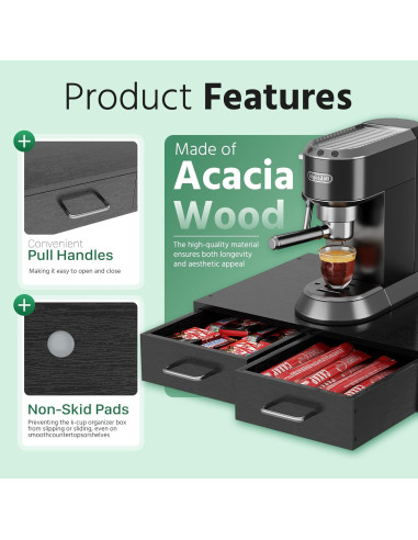 Organizador de Cajón para K Cups Simple Trending Negro 30 Cápsulas
