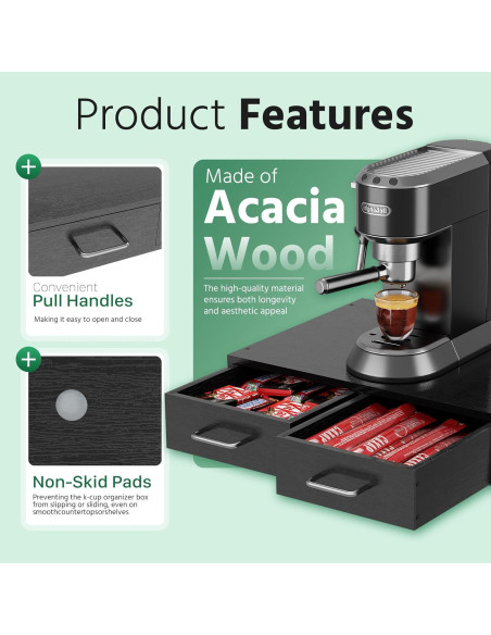 Organizador de Cajón para K Cups Simple Trending Negro 30 Cápsulas