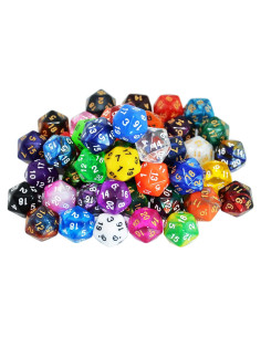 Paquete de 50 Dados D20 Acrílicos SmartDealsPro con Bolsa