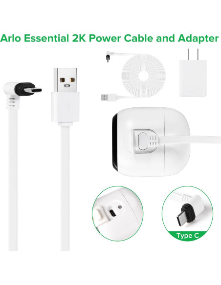 Cable de Alimentación 7.5m ALERTCAM para Cámara Arlo Essential 2K