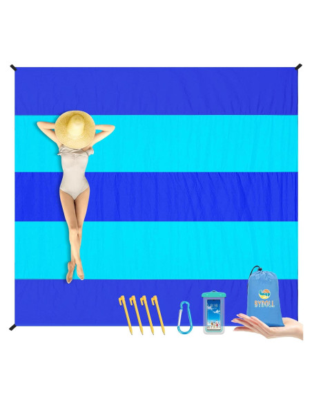 BYDOLL Manta de Playa Impermeable 2.13m x 2.13m para 1-5 Adultos