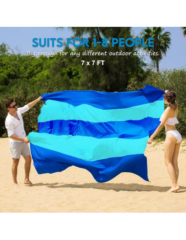 BYDOLL Manta de Playa Impermeable 2.13m x 2.13m para 1-5 Adultos