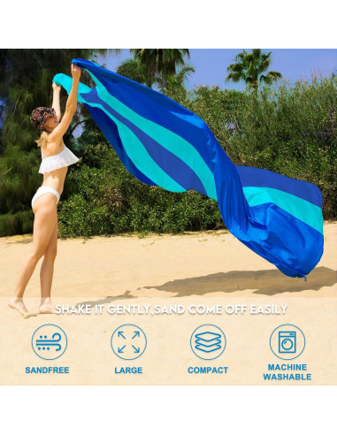 BYDOLL Manta de Playa Impermeable 2.13m x 2.13m para 1-5 Adultos