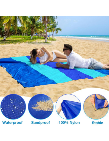 BYDOLL Manta de Playa Impermeable 2.13m x 2.13m para 1-5 Adultos