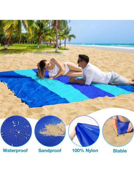 BYDOLL Manta de Playa Impermeable 2.13m x 2.13m para 1-5 Adultos