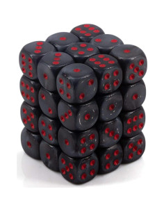 Conjunto de Dados Chessex d6 Negro Terciopelo Rojo 12mm 36 Piezas 2