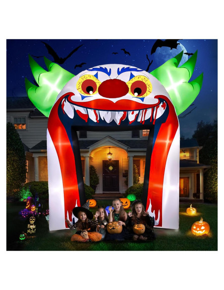 Arco Inflable de Payaso Halloween Kalolary 3.66m con Luces LED
