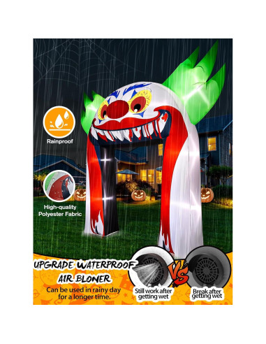 Arco Inflable de Payaso Halloween Kalolary 3.66m con Luces LED