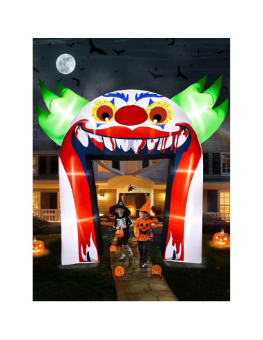 Arco Inflable de Payaso Halloween Kalolary 3.66m con Luces LED