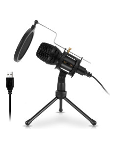 Micrófono USB Hredxin para PC con Trípode y Filtro Antipop