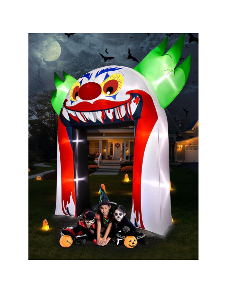 Arco Inflable de Payaso Halloween Kalolary 3.66m con Luces LED