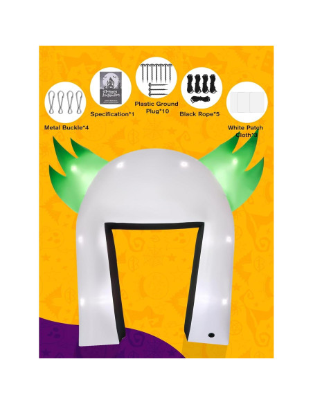 Arco Inflable de Payaso Halloween Kalolary 3.66m con Luces LED