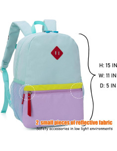 Mochila Escolar Pequeña HawLander Verde Claro 38x27x12 cm 2