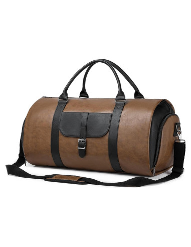 Bolsa Duffle de Viaje Marrón 2 en 1 con Compartimento para Zapatos