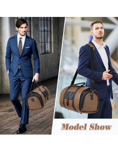 Bolsa Duffle de Viaje Marrón 2 en 1 con Compartimento para Zapatos 2