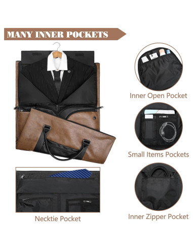 Bolsa Duffle de Viaje Marrón 2 en 1 con Compartimento para Zapatos