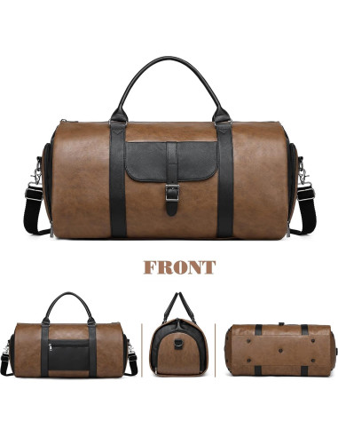 Bolsa Duffle de Viaje Marrón 2 en 1 con Compartimento para Zapatos