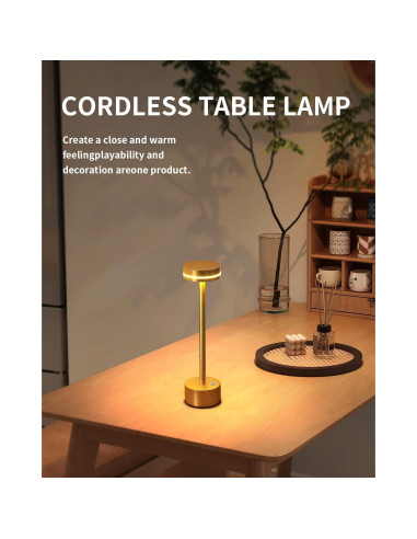 Juego de 2 Lámparas de Mesa LED Inalámbricas Doradas