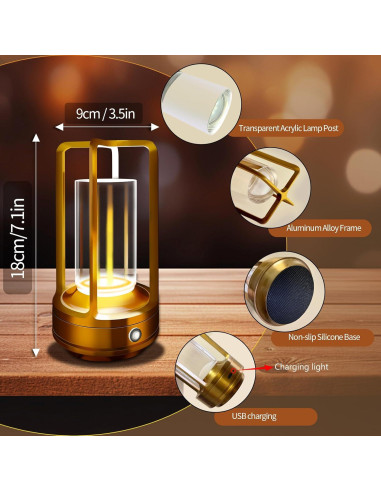 Lámpara de Mesa Portátil LAYSHINEEN 4000 mAh LED Regulable