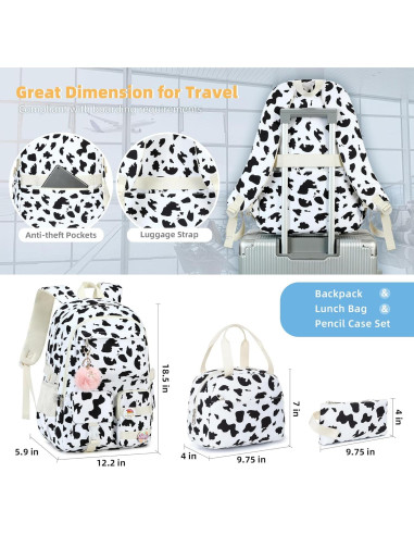 Set de Mochilas Hidds para Niñas 3 PCS con Caja de Almuerzo