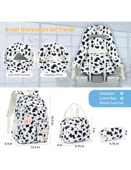 Set de Mochilas Hidds para Niñas 3 PCS con Caja de Almuerzo