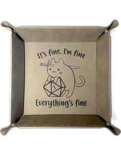 Bandeja para Dados DnD LaserTavern Cuero Vegano Gris 15.24 cm 2