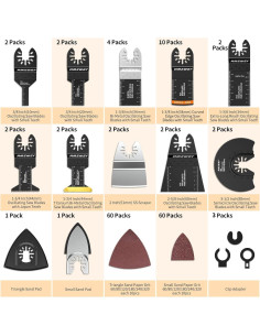 Kit de Hojas Oscilantes AMZWEI 154 Piezas para Madera y Metal 2