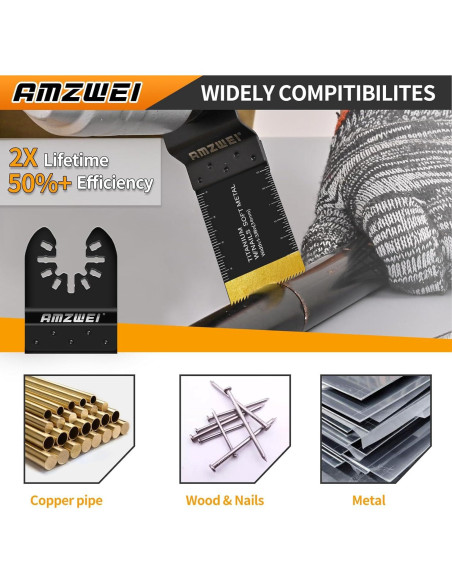 Juego de 50 Hojas Oscilantes AMZWEI para Metal y Madera