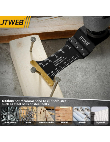 JTWEB 15PCS Cuchillas Oscilantes Titanio para Multitool