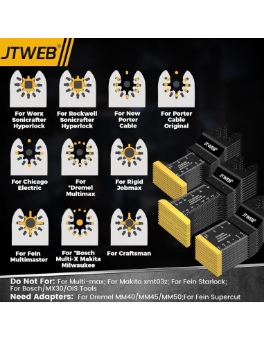 JTWEB 15PCS Cuchillas Oscilantes Titanio para Multitool