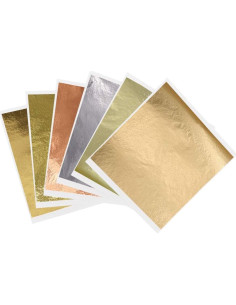 Hojas de Oro Imitación KINNO 12 Colores 600 Piezas 8 x 8.5 cm 2