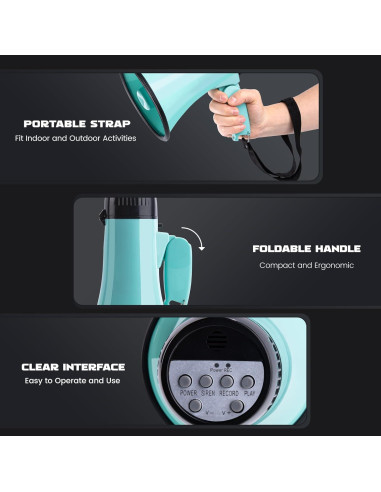 Megáfono Portátil MyMealivos 20W con Sirena y Grabación Verde