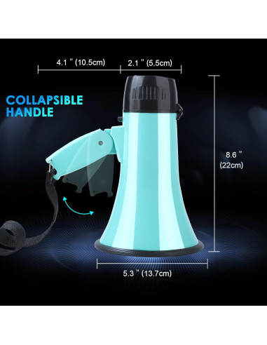 Megáfono Portátil MyMealivos 20W con Sirena y Grabación Verde