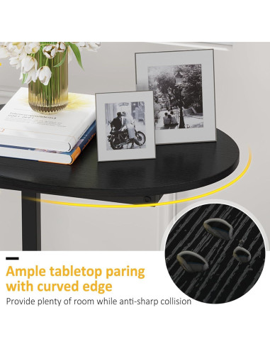 Mesa Lateral Ovalada Hosfais en Forma de C - 2 Pcs Negra