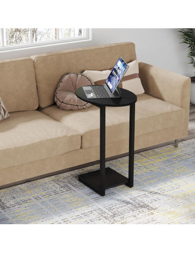 Mesa Lateral Ovalada Hosfais en Forma de C - 2 Pcs Negra
