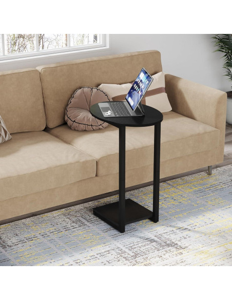 Mesa Lateral Ovalada Hosfais en Forma de C - 2 Pcs Negra